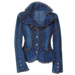 Ruffle Denim Jacket, NWT